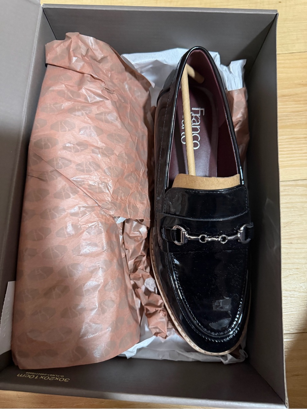 Franco Sarto Black Patent Leather Bit Loafers NEW in Box Size 7.